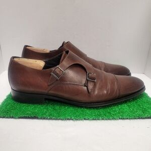 Russell&Bromley Shoes Brown Leather Double Monk Strap Cap Toe Buckle Mens 46 12